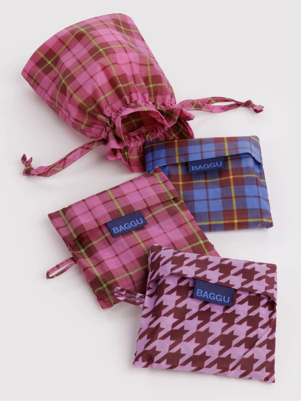 BAGGU Standard Three Bag Set In Check Mix